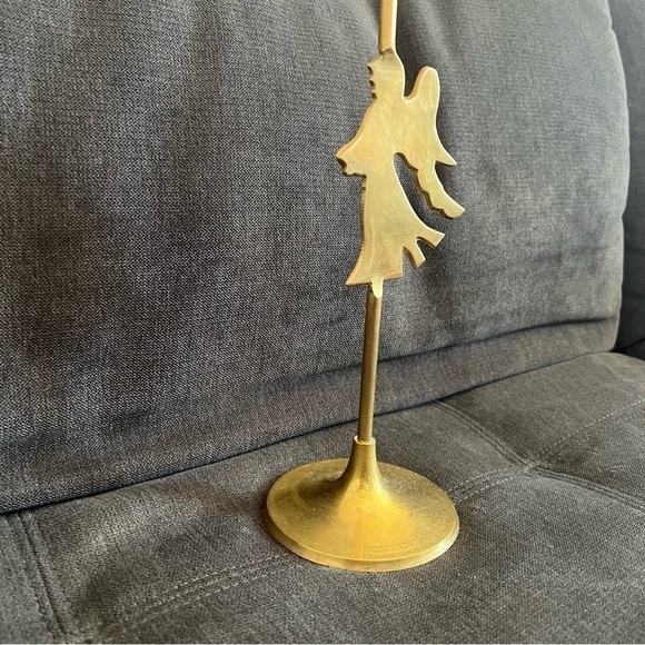 Vintage Brass Taper Angel Candlestick - Picture 5 of 12